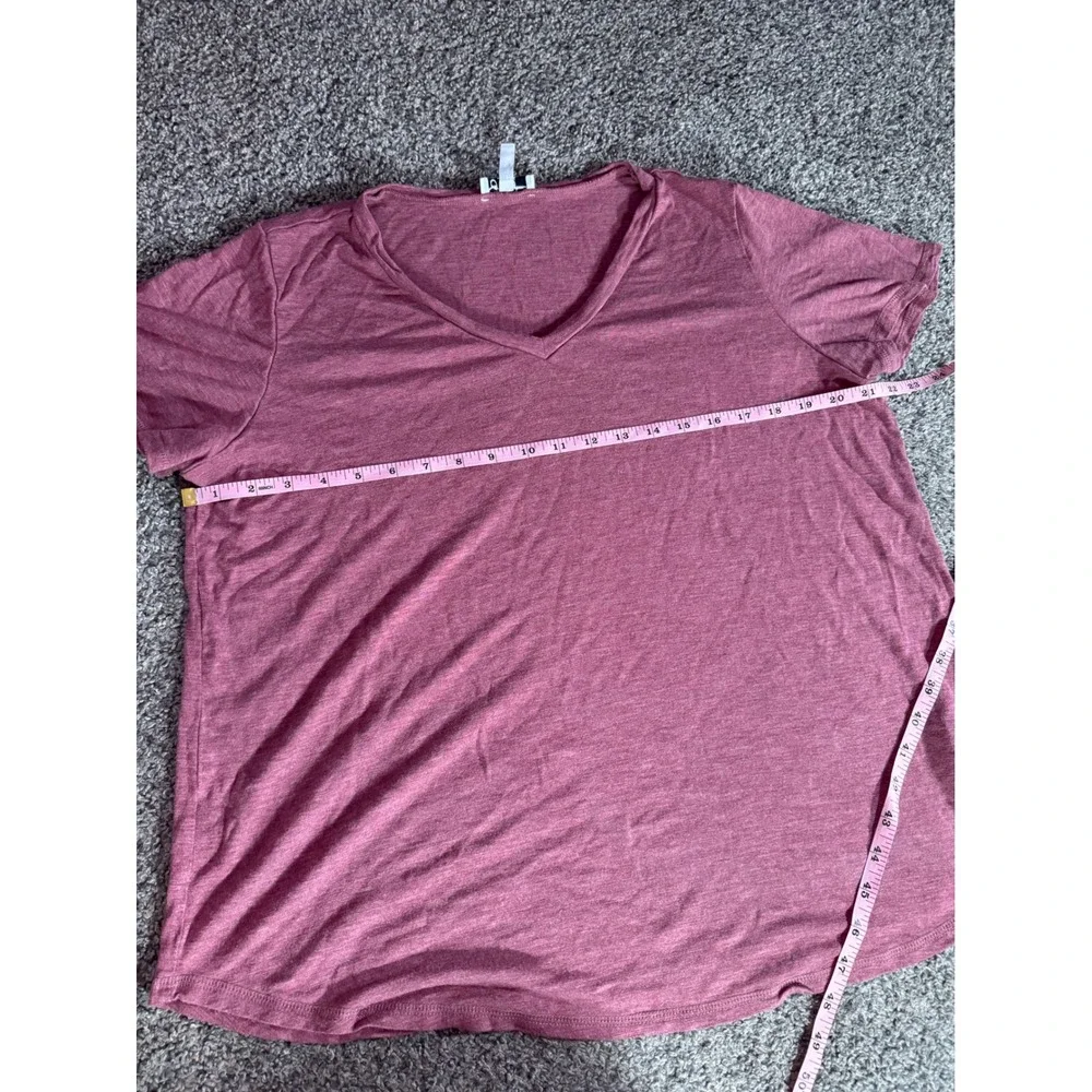 Jessica Simpson V-Neck Tee Women XL‎ Pink Heathered Short Sleeve Relaxed Soft